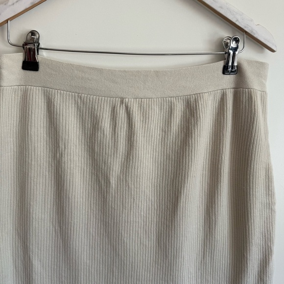 EILEEN FISHER Cream Ribbed Knit Knee Length Pencil Straight Skirt M Medium Silk - Picture 10 of 11
